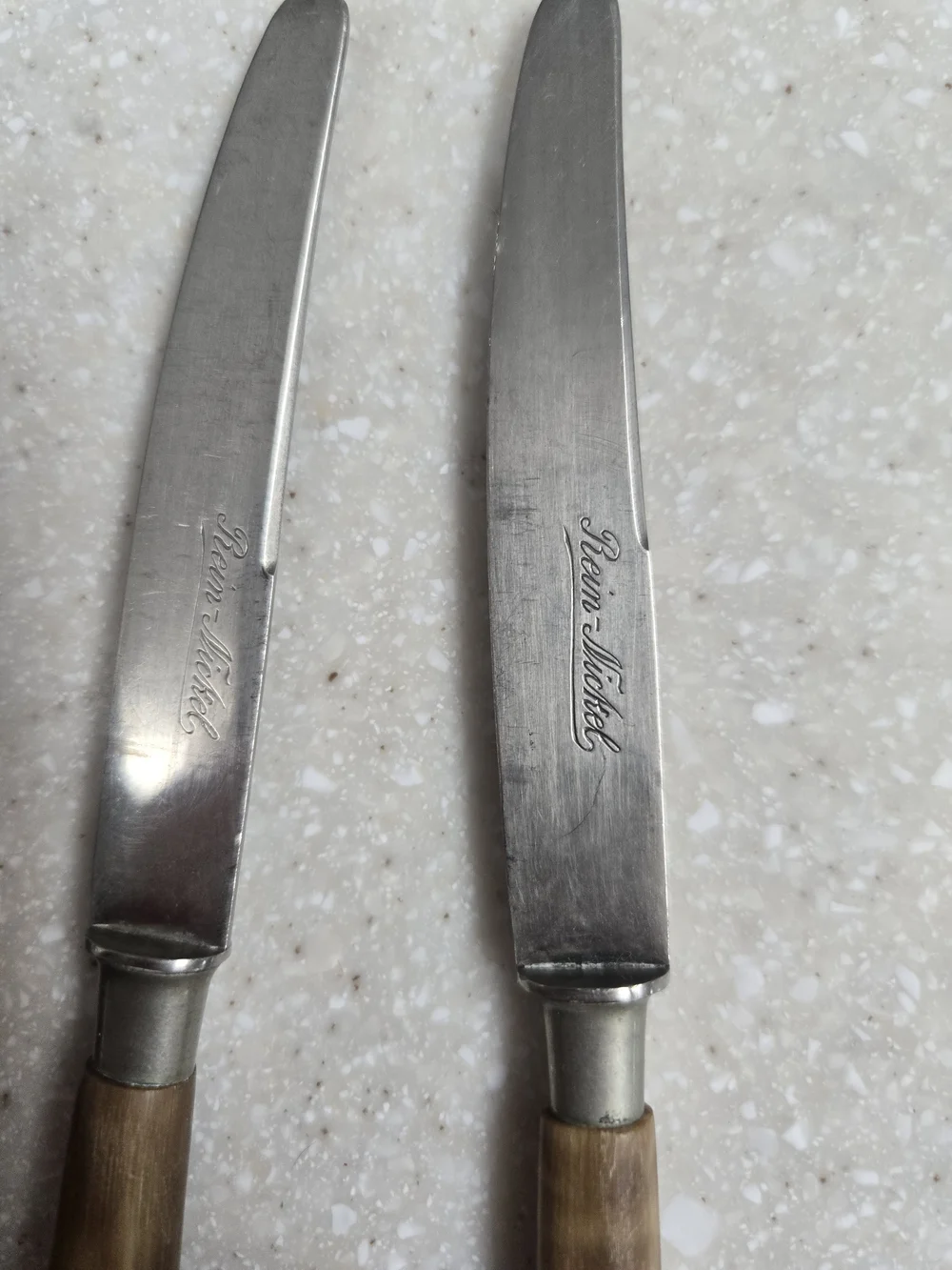 Vintage Rein-Nickel Horn-Handle Dinner Knife Set - 6 Piece